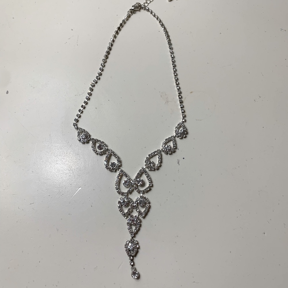 silver bejeweled necklace